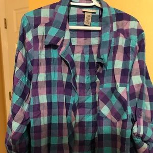 Blue and Purple Checkered Flannel (Petite)